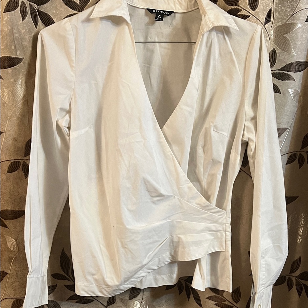 George‎ Classic White Wrap Blouse